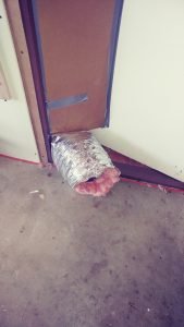 Flexible duct fished out the door or closet. (Alternate method)